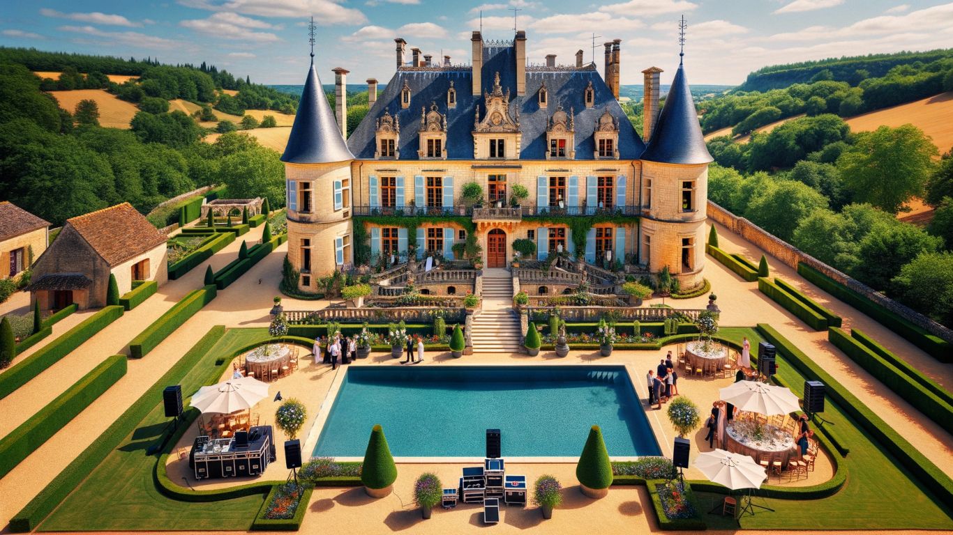 Fête24 fournit du matériel sonore pour un mariage au magnifique Château en Périgord Noir